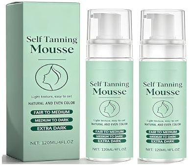 Self Tanning Mousse for Body & Face,Natural Tanning Lotion Self Tanner,Non-Sticky Formula,Fast-Absorbing Hydrating,2pcs