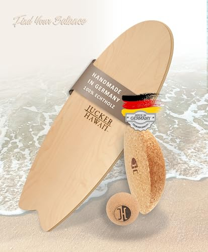 JUCKER HAWAII Balance Boards – Originale Balanceboards seit 2007 – Made in Germany aus 11 Schichten Birkenholz – Verschiedene Shapes & Designs – Für Kinder & Erwachsene – Zubehör wählbar