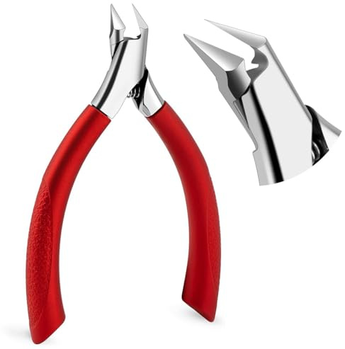 Nageltång för vuxna fotnaglar och tjocka naglar, nagelklippare av rostfritt stål, ergonomisk pedikyrverktyg för vuxna, seniorer, män och kvinnor, fotvård nagelsax, röd