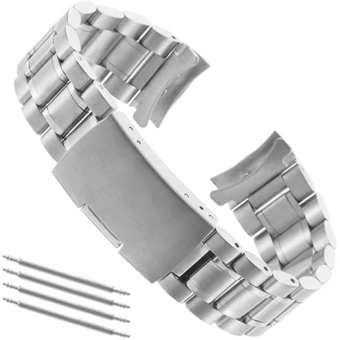 LUOEM Cinturino Acciaio Inossidabile 20Mm Estremità Curva Solido Con 4 Barre a Molla Per Orologio Uomo Sostituzione Facile E Confortevole