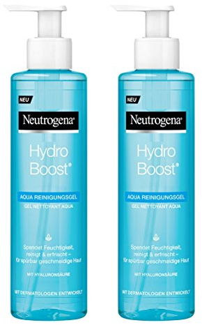 Neutrogena Hydro Boost Aqua Gel Limpiador / Gel Ligero Loción Formulación con Ácido Hialurónico y Glicerina / 2 x 200ml