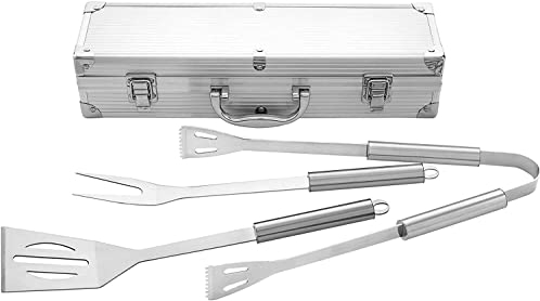 AMAVEL Kit per Barbecue con Valigetta in Acciaio Inox, Accessori Grill, Attrezzi per Griglia, Utensili da Cucina