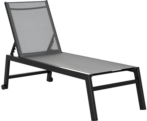 Outsunny Tumbona de Jardín de Aluminio Tumbona Exterior con Respaldo Reclinable en 5 Posiciones Carga 120 kg para Patio Terraza 169x65x102 cm Gris