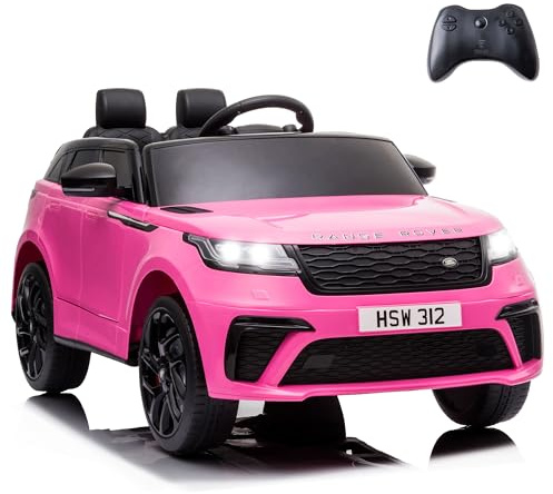 Licensed Land Rover Velar Kids Electric Ride On Car by TOBBI, Toddler 12V Battery Powered 4 Wheeler Driving Vehicle Toy with Remote Control/Safety Belt/Horn & LED Lights for Children Under 8-Pink