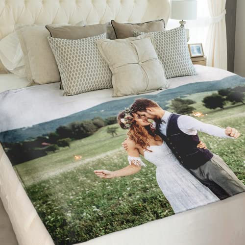 HHWY Personalisierte Fleecedecke mit Aufschrift Save My Date, Valentinstagsdecke, individuelle Decke mit Foto-Text, personalisiertes Bild, personalisierte Geschenke für Erwachsene (75 x 100 cm)