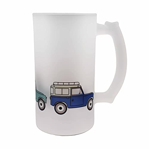 M & G Mustard & Gray Off-Road Defender Handled Frosted Beer Glass | Beer Stein 450ml