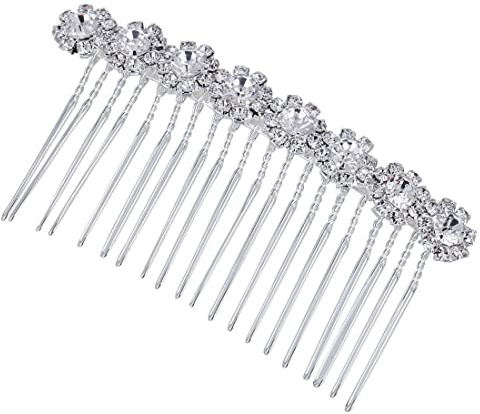 Zeayebsr Silberner Strass-Haarseitenkamm Blumenkristall-Haarspange Hochzeitshaarkamm Brautschmuck Haarspange Kamm Französisch Damen und Mädchen Haarschmuck