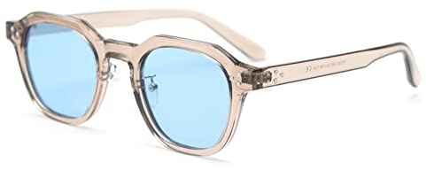 kachawoo TR90 Polarisierte Sonnenbrille für Frauen Mens Square Polygon Retro Vintage Sonnenbrille Dicker Rahmen Luxus Brand Design Brillen (khaki gray blue)