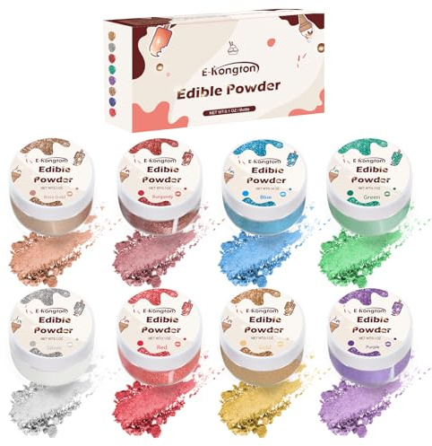 Essbarer Glitzer 8 x 3 g, essbarer Glitzer für Getränke, Lebensmittelglitzer 8er-Farbset, Glitzerpulver, Backglitzer für Schokolade, Erdbeeren, Kuchen, Fondant, geruchsneutral, vegan