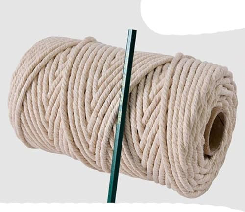 KEOJI 50-200M 1/2/3/4/5/6mm Seil Twisted String Baumwollkordel Natürliche Baumwollkordel Bastelkordel Für DIY Handwerk Stricken Hochzeit Dezember-Spanien,50m