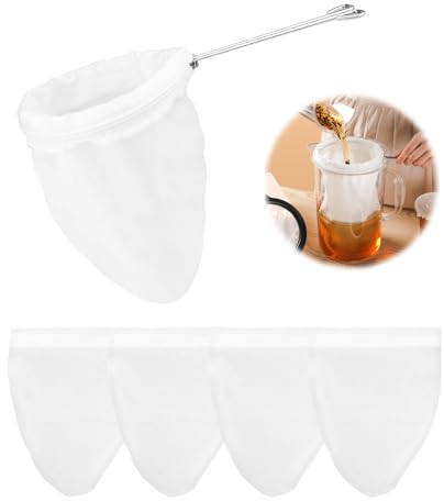 5 Pièces Filtre Passoire en tissu, AMONENZ sac a lait Vegetal, Passoire Cuisine Réutilisable avec Zip, Etamine Alimentaire pour Fromages Maison, jus de Fruits et jus de Légumes