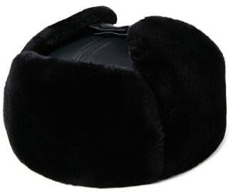 Wintermütze Winter männer Pelzmütze Aus Echtem Leder Kappe Dicke Samt Warme Bomber Hüte Rindsleder Ohrenschützer Hut Ski Caps for Männer (Color : Black-Sheepskin, Size : 57-58cm)