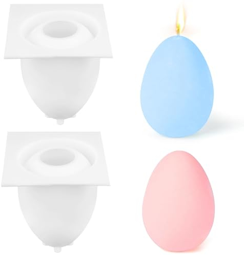 Lot de 2 Moules en Silicone pour Pâques - Bougies en Forme d'Œufs, Moule à Œufs de Pâques