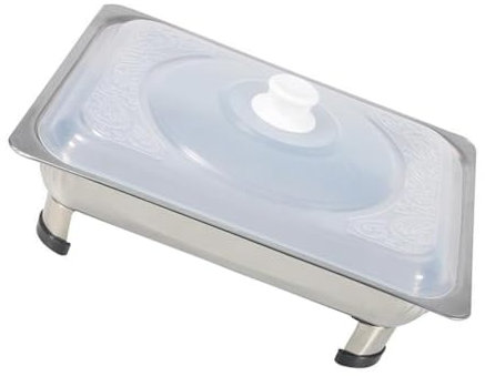 OUNONA Versatile Buffet Stove Stainless Steel Square Food Holding Plate Four Legs for Restaurant Catering and Party Serving