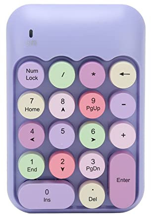 SYH&AQYE Kabelloser Nummernblock, 18 Tasten, Tragbare Zahlentastatur, 2,4 Ghz, Kabelloser Nummernblock Im Retro Stil, Runde Tastenkappen, Numpad mit USB Empfänger für Laptop, Notebook(B)