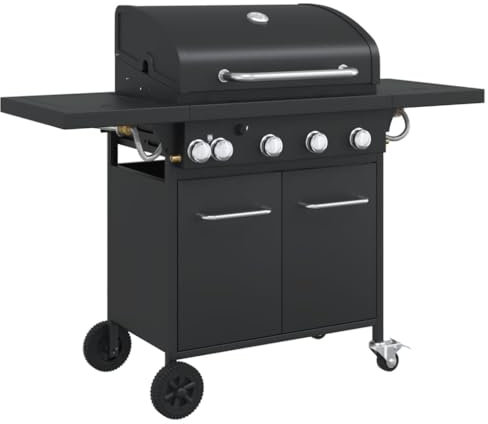 vidaXL Griglia Barbecue a Gas con 5 Bruciatori Nero in Acciaio
