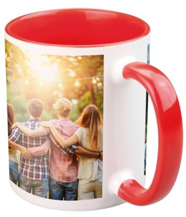 Copykrea – Taza personalizada con tu foto | Categoría AAA | Apta para microondas y lavavajillas | 350ml | Interior rojo