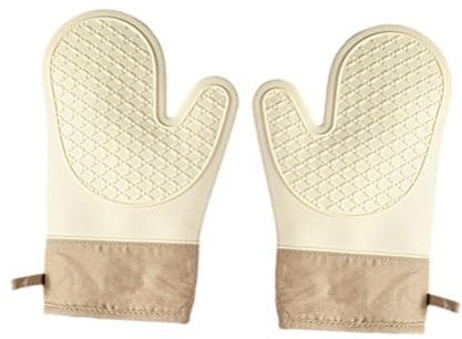 DimyFew Gants de Four En Silicone, Gants de Support de Casserole, Gants de Four Imperméables et Antidérapants Résistants à La Chaleur, Gants de Cuisine pour B, Beige, 28 Cm X 18 Cm