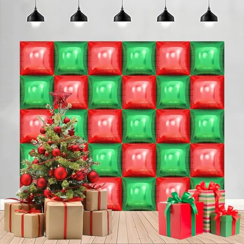 Metallic Red and Green Square Foil Balloons Wall - 19 Inches Square Balloons Tunnel Arch Garland Kit for Christmas Party Decorations, Birthday Balloon Party Decorations