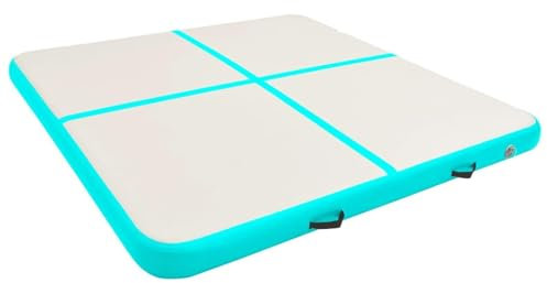 Sufrk Aufblasbare Gymnastikmatte mit Pumpe 200x200x10 cm Trainingsmatte Turnmatte TurngeräTe Aufblasbare Gymnastikmatte PVC Grün