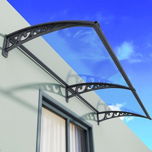 Auvent de porte de terrasse en polycarbonate pour porte de maison, fenêtre, abri de pluie avec supports, idéal pour les jardins et les terrasses, 60 x 220 cm