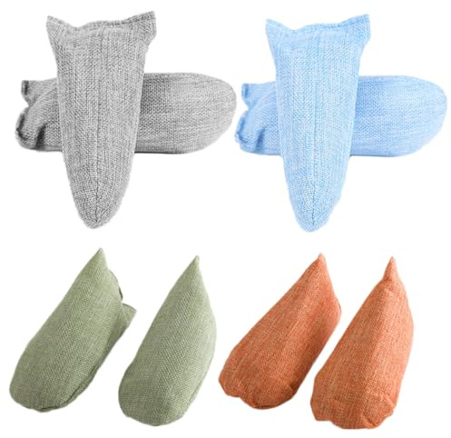 Bolsa de Carbón de Bambú para Zapatos, 8 Piezas, Azul | Desodorante para Zapatos, Cajón y Armario, Absorbe Humedad, Uso Doméstico, Gris, Verde y Naranja