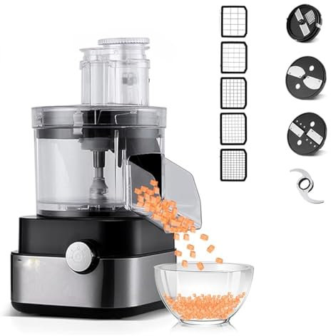 Cortadora Comercial de Frutas y Verduras, 600W Eléctrica para Carne Picada/Chuleta/Rebanada, con 6/8/10/13/15mm Moldes para Rebanar,Rebanadora, Restaurante, Cortadora de dados