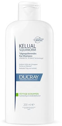 Ducray KELUAL SQUANORM, shampoo anti-forfora, cura dei capelli per forfora grassa e prurito del cuoio capelluto, clinicamente testato, 200 ml
