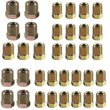 Cpolebev Kit de Accesorios de Línea de Freno de 35 Piezas para Tubo de Línea de Freno de Bengalas Invertidas de 3/16 de Pulgada (19 Accesorios) y 1/4 de Pulgada (16 Accesorios)