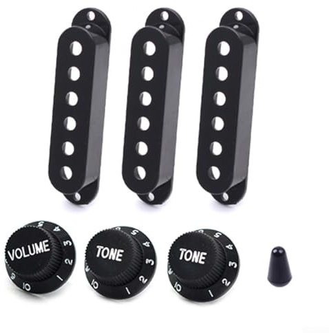 Kit completo de pastilla de guitarra eléctrica que incluye 3 cubiertas, controles de volumen y tono para ajustes de sonido personalizados (negro)