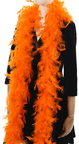 Larryhot 60 g orange fjäderboa – 2 meter kalkon boa fjädrar för fest, bulk, jul, bröllop bordsuppsatser, kostym, konsert, husdjur och heminredning (orange)