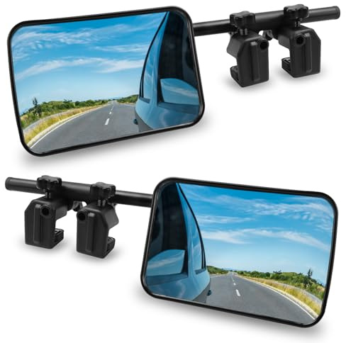 WPPQWP 2 specchietti per roulotte, universali, per roulotte, specchietto retrovisore esterno per tutte le marce, 360 angoli regolabili, aste in metallo, durevole, sinistra e destra