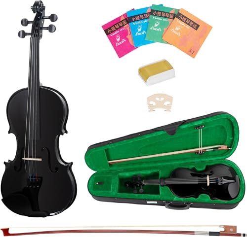 Classic Cantabile VP-100BK 4/4 Violinenset Schwarz, Größe: 4/4, Hals: Ahorn