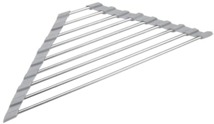 STOBAZA Scolapiatti Triangolare Arrotolabile Per Lavello Filtro Porta Spugna Da Lavandino Scolapiatti Pieghevole in Acciaio Inossidabile Scolare Piatti e Utensili