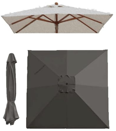 IMUNKT 3x3m Quadratischer Sonnenschirm Überdachung 8 Streben Marktschirm Ersatzbezug Großer Terrassenschirm Baldachin Sonnenschutz Ersatztuch Polyester(Gray)