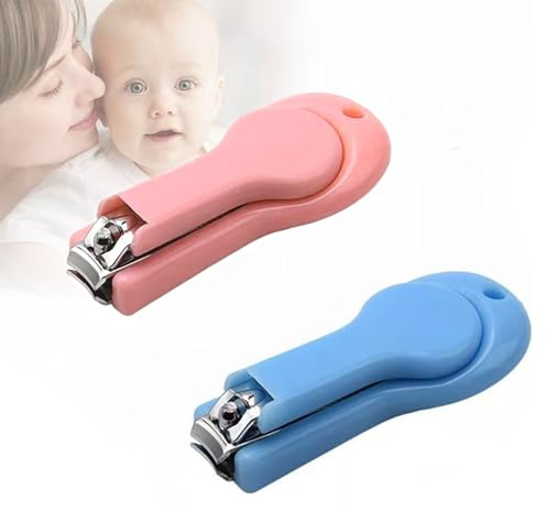 Muorruo 2 Stück Baby Nagelschere, Nagelknipser für Babys Finger und Zehen, Sichere Nagelschere Baby und Baby Nagelfeile für Säuglinge, Kleinkinder, Kinder für Zuhause (Blau, Rosa)