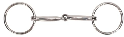 Qcwwy Morso per Bocca di Cavallo, Filetto con Anello a D in Acciaio Inossidabile, Ideale per L'Allenamento e l'equitazione. Controllo Sicuro. Prevenzione Efficace del Morso. Strumento