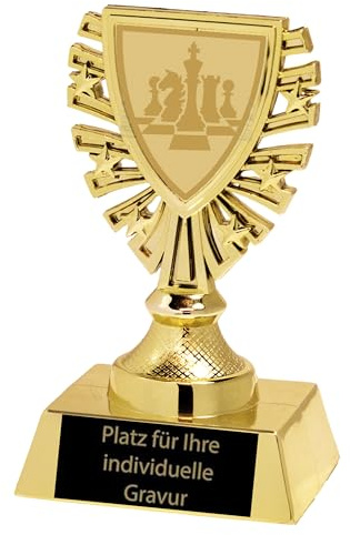 eberin – Pokale & Medaille mit Schach-Motiv inkl. Gravur – Auszeichnung für Schachturniere & Denksport – einzeln oder im 3er Set erhältlich