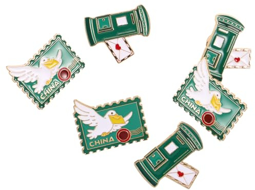 Amosfun 6 Pezzi Design e in Metallo Leggero a Tema Postale Vintage Verde Accessorio Retrò Facile da Appuntare per Quotidiano e Feste a Tema