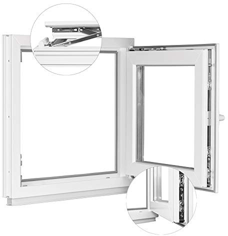 Finestra in plastica per cantina, finestra a 2 vetri, larghezza 90 x 80 cm, DIN destra, vetro isolato, larghezza: 90 cm, bianco, inclinabile, di alta qualità