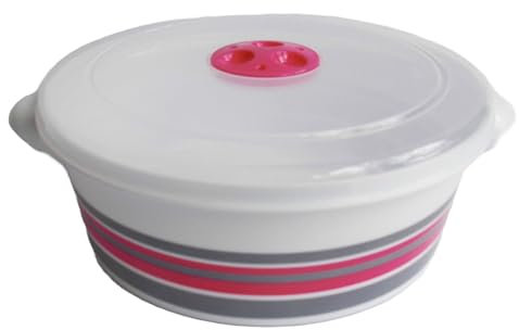 Tredoni Pentola Microonde 2L con Coperchio Ventilato, Pentola per Cottura a Vapore Riscaldante (2 Litri)