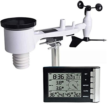 WAN InaláMbrica Profesional EstacióN MeteorolóGica 5-En-1, Sensor Exterior, Velocidad Y DireccióN del Viento, Lluvia, Temperatura Y Humedad