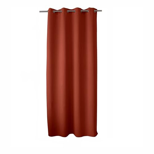 ED ENJOY HOME Rideau Occultant avec Œillets argentés, Terre Cuite, 140x240cm, 100% Polyester, Tissu Certifié Oeko-TEX, Collection Réglisse