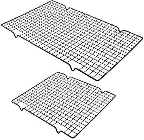 UBERMing Grille de Refroidissement Pâtisserie 2 Pièces Rectangulaire Rack de Refroidissement de Gâteau pour Refroidir Gâteaux, Biscuits, Pain - Noir