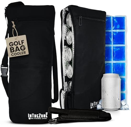 Frostbox Golf Bag Cooler with Ice Pack, Golf Accessories for Men, Golf Beer Sleeve Slim, Golf Beer Cooler Bag, 6 Can Cooler, Small Hidden Golf Bag Beer Sleeve, Insulated Cool Beverage Storage