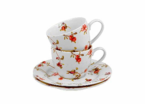 Duo Safa - Set di 2 tazzine da caffè espresso, 110 ml, in porcellana, tazze per moka con piattini, in confezione regalo