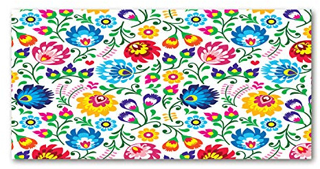Tulup Splashback - Backsplash - Cooker Hob Wall Splashback - Kitchen Wall Panels - Heat Resistant - Toughened/Tempered Safety Real Glass - 140x70cm - Flowers & plants - Multicoloured - Ethnic pattern