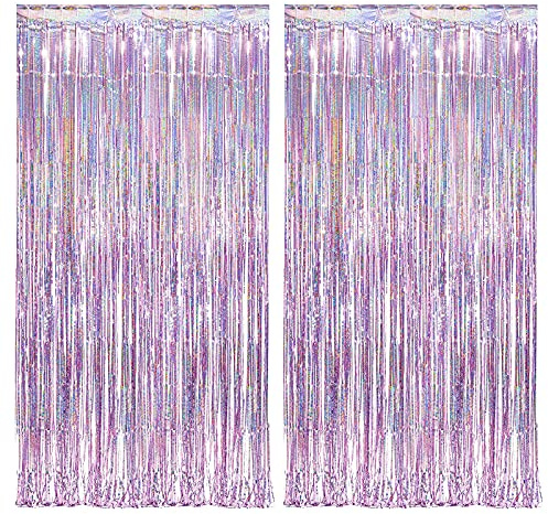 duoyif Lametta Vorhang Rosa 2 Stücke 1x2,5m Glitzer Party Deko Hintergrund, Folien Fransen Lametta Vorhänge für Party Deko Geburtstag Deko Karneval Weihnachten Bühnendekor Hochzeit Disco Deko (Rosa)