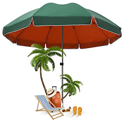 CHFQ Tavolo da Tavolo per ombrellone da Patio Verde Blu Sunbrella con robuste nervature in Acciaio Ombrellone da Spiaggia Impermeabile per ristoranti all'aperto in Giardino 2.2m 2.4m 2.6m 2.8m 3.0