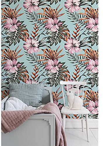 Coloray Fototapete Selbstklebende Tapete An Einer Wand Zuhause Dekor Mehrfach Klebbar 104x70 cm Einfach Ablösbar Wandaufkleber Zimmer, Wohnzimmer, Büro - Hibiskus blüht Natur Blumen